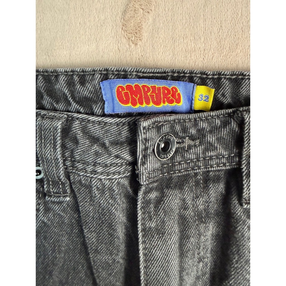 Empyre Schmutz Graffiti Spray Can Denim Shorts Great Mens 32 Black Embroidered - Picture 3 of 8